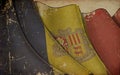 Old Paper Print - Waving Flag of Andorra