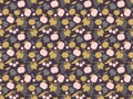 Background with illustration of seamless pattern with stylized fruits theme. Illustration.