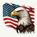 Background illustration of a stoic bald eagle in front of the American. Royalty Free Stock Photo