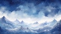 Background illustration sky background travel snow night mountains nature blue landscape Royalty Free Stock Photo