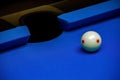 Background image of Billiard balls in a blue pool table Royalty Free Stock Photo