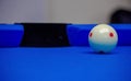 Background image of Billiard balls in a blue pool table Royalty Free Stock Photo
