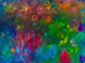 Background image of a bright acrylic paint palette close-up. Sleep. Background. Texture. Royalty Free Stock Photo