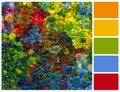 Background image of bright oil-paint palette with palette color