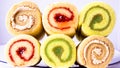 background image, cake Rolls, three flavors.