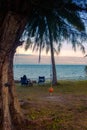 Background image of dawn scenery by the sea at Besar Island or Pulau Besar in Mersing, Johor, Malaysia Royalty Free Stock Photo