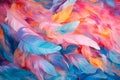 Backdrop with Pastel Colored Feathers. Semi-abstract Digital Art. Generative AI.