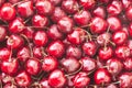 Background image of lying red ripe sweet cherries. Top view, flat lay. Copy space Royalty Free Stock Photo