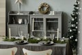 Christmas Dining Room in Grey