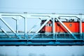 Background image of an old train passing bridge Royalty Free Stock Photo