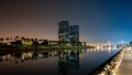 Background image of qatar`s lusail city landmark during sunset. tourist destinations