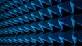 Background image of recording studio sound dampening acoustical foam. blue light