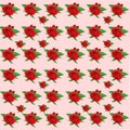 Background image red rose green leaves alternating pattern Royalty Free Stock Photo