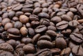 Background image with roasted brown coffee beans Royalty Free Stock Photo