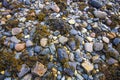 A background image of seashore rocks and pebbles at Loch Linnhe, Scotland Royalty Free Stock Photo