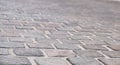 Background image of set of granite Grey brick stone street road. Light sidewalk, pavement texture Royalty Free Stock Photo