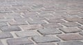 Background image of set of granite Grey brick stone street road. Light sidewalk, pavement texture Royalty Free Stock Photo