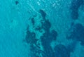 Background image of the turquoise sea. Deep sea and corals. Aerial drone shot of turquoise water - space for text Royalty Free Stock Photo