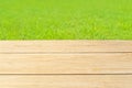 Background image of wooden planks and green grass Royalty Free Stock Photo