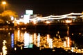 Background images,Blur of bridges and reflections of lights in the center of Chiang Mai