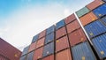 Background Industrial Container Yard Prepare for exporting goods or storing products after importing concept,Stack of containers Royalty Free Stock Photo
