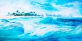 background inspired by the ocean, with shades of blue and aqua, capturing the serenity of a tropical beach paradise.