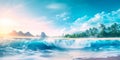 background inspired by the ocean, with shades of blue and aqua, capturing the serenity of a tropical beach paradise.