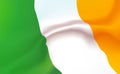 Background Irish Flag in folds. Tricolour banner. Pennant with stripes concept up close, standard Ireland. Western Europe