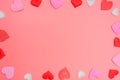 Background of isolated framed red hearts for idyllic moments of love