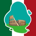 Background with Italian flag and Colosseum.