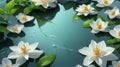 background Jasmine flower with water. for songkran day in thailand