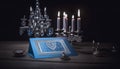 Background for Jewish holiday Hanukkah with menorah (Judaism candlestick Royalty Free Stock Photo