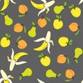 Background with juicy fruits. Fruit seamless pattern. Vector illustration Royalty Free Stock Photo