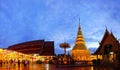 Background lamp lantern festival Wat Phra That Hariphunchai With the crowd take a photo. on 09 October 2020 At Thailand, editorial