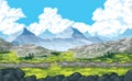 Background of landscape with rocks and mountains