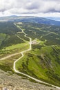 Background landscape trekking hiking trail on the hillside Snezka Royalty Free Stock Photo