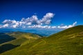 Background landscape with Ukrainian Carpathian Mountains in the Pylypets