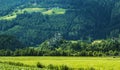 Background landscape view of aAncient castle among the fields in Tyrol Royalty Free Stock Photo