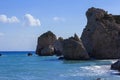 Background, landscape, view of the rock of Aphrodite and the Mediterranean Sea, Cyprus