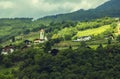 Background landscape view of a small alpine village in Tyrol Royalty Free Stock Photo