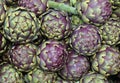 Background of large ripe green artichokes for sale Royalty Free Stock Photo