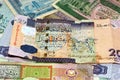 Background of Libyan money dinars banknotes, Old Libyan money banknotes, Libyan Dinar is the currency of Libya Royalty Free Stock Photo