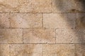 Background, limestone wall texture, shell rock blocks. Royalty Free Stock Photo