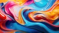 Background with liquid colored swirls and dye blends that flows from top to bottom. Fluid art acrylic texture with