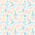 Background for little boys and girls in sketch style. Doodle chi Royalty Free Stock Photo