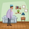 Background living room home with cold sickness people