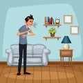 Background living room home with sneeze sickness people Royalty Free Stock Photo