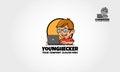 Young Hacker Logo Cartoon Mascot.