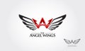 The Angel Wings Vector Logo Illustration. Royalty Free Stock Photo