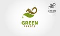 Green TeaPot Vector Logo Template. Royalty Free Stock Photo